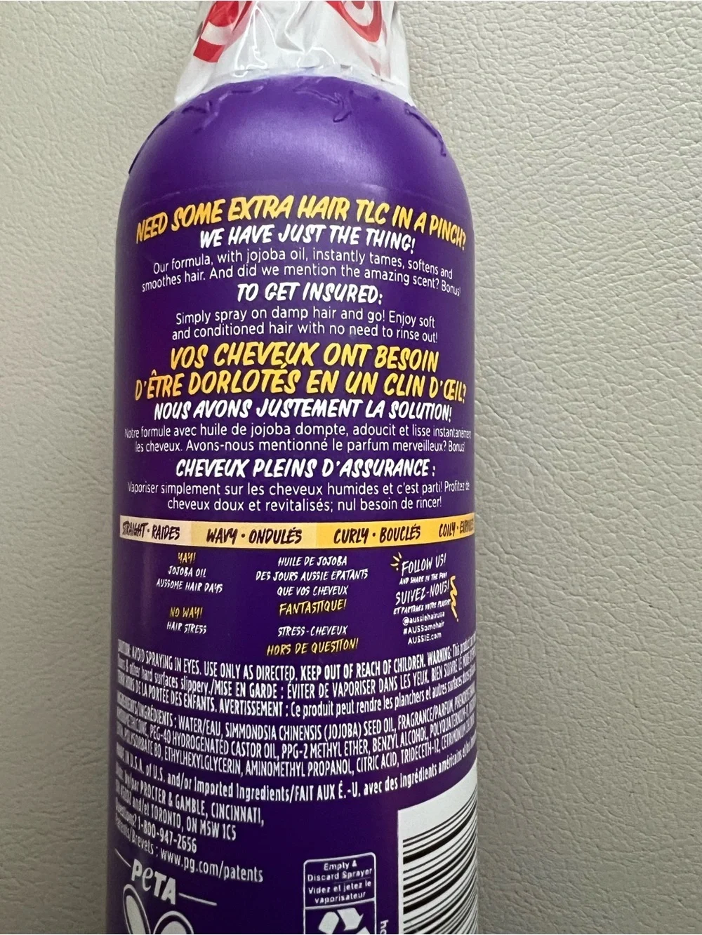 Aussie Hair Insurance Leave-In Conditioner Spray - 8 fl oz- NWT